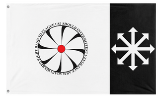 A mockup of the custom flag 'Chaos Insurgency flag' on a white background