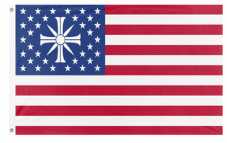 A mockup of the custom flag 'Project At Edens Gate Flag' on a white background