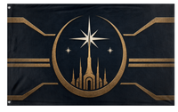 A mockup of the custom flag 'SW Mirial Flag' on a white background