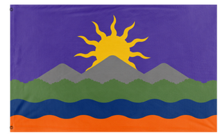 A mockup of the custom flag 'NYS 250 flag' on a white background