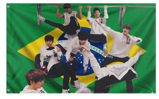 A mockup of the custom flag 'Bts flag' on a white background