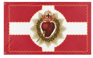 A mockup of the custom flag 'Sacred Heart of Jesus flag' on a white background