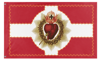 A mockup of the custom flag 'Sacred Heart of Jesus flag' on a white background
