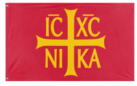 A mockup of the custom flag 'Mandylion / IC XC NIKA flag' on a white background