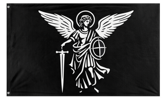 A mockup of the custom flag 'Archangel St Michael Black flag' on a white background