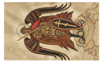 A mockup of the custom flag 'Flag of St. Michael' on a white background