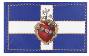 A mockup of the custom flag 'Immaculate Heart of Mary flag' on a white background