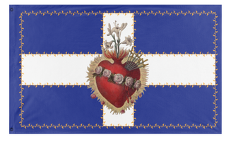 A mockup of the custom flag 'Immaculate Heart of Mary flag' on a white background