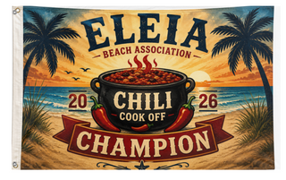 A mockup of the custom flag 'Eleia flag' on a white background
