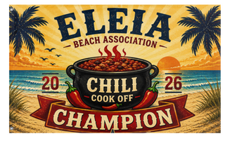 A mockup of the custom flag 'Eleia flag' on a white background