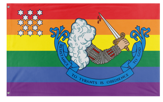 A mockup of the custom flag 'Gostelowe No.10 Pride flag' on a white background