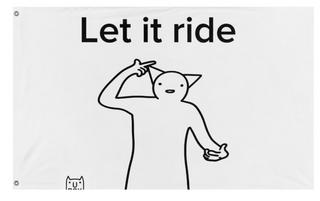 A mockup of the custom flag 'let it ride flag' on a white background