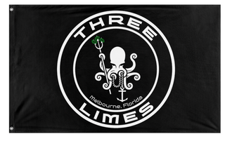 A mockup of the custom flag 'Three limes flag' on a white background