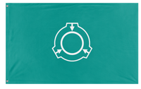 A mockup of the custom flag 'SCP Foundation but Teal flag' on a white background