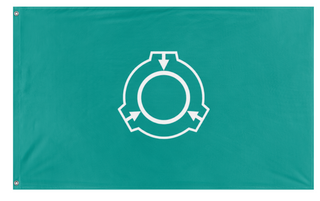 A mockup of the custom flag 'SCP Foundation but Teal flag' on a white background