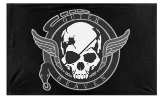 A mockup of the custom flag 'Outer Heaven flag' on a white background