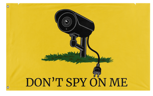 A mockup of the custom flag 'Don't Spy On Me flag' on a white background