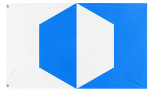 A mockup of the custom flag 'Cubeland flag' on a white background