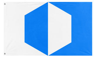 A mockup of the custom flag 'Cubeland flag' on a white background