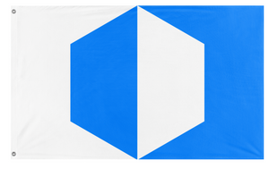 A mockup of the custom flag 'Cubeland flag' on a white background