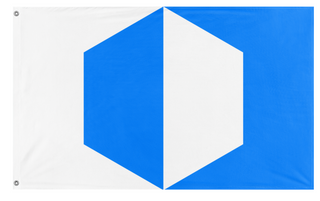 A mockup of the custom flag 'Cubeland flag' on a white background