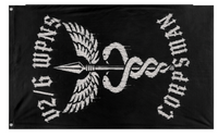A mockup of the custom flag 'Wpns corpsman flag' on a white background