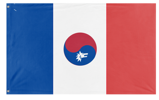 A mockup of the custom flag 'French Korea flag' on a white background