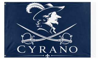 A mockup of the custom flag 'Cyrano flag' on a white background