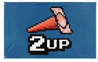 A mockup of the custom flag '2up flag' on a white background