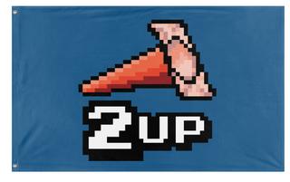 A mockup of the custom flag '2up flag' on a white background