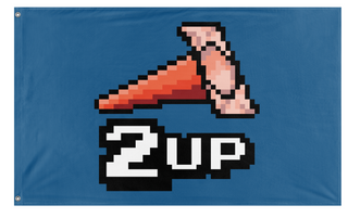 A mockup of the custom flag '2up mid size flag' on a white background