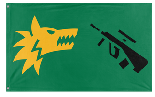 A mockup of the custom flag 'Squad flag' on a white background