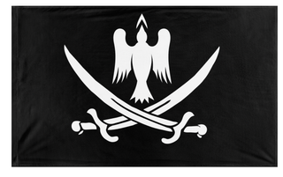 A mockup of the custom flag 'Anderson Black flag' on a white background