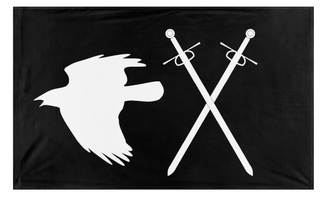 A mockup of the custom flag 'Anderson Black flag' on a white background