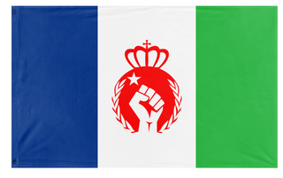 A mockup of the custom flag 'Whelaen flag' on a white background