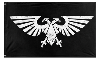 A mockup of the custom flag '40k Aquila flag' on a white background