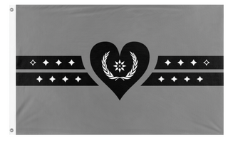 A mockup of the custom flag 'W-Headed Ashen Flag of New Pangea' on a white background