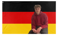 A mockup of the custom flag 'Flo flag' on a white background