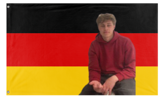 A mockup of the custom flag 'Flo flag' on a white background