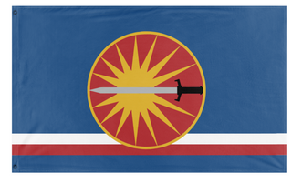 A mockup of the custom flag 'Federated Sun flag' on a white background