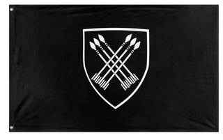 A mockup of the custom flag '32nd Batt flag' on a white background