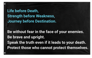 A mockup of the custom flag 'Oaths to Uphold flag' on a white background