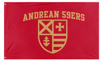A mockup of the custom flag 'Andrean Football flag' on a white background