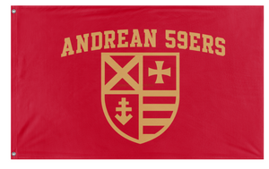 A mockup of the custom flag 'Andrean Football flag' on a white background