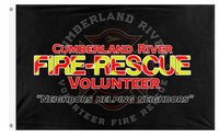 A mockup of the custom flag 'crvfd flag' on a white background