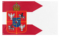 A mockup of the custom flag 'silverland flag' on a white background