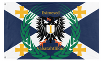 A mockup of the custom flag 'First volunteers flag' on a white background