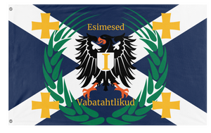 A mockup of the custom flag 'First volunteers flag' on a white background