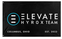 A mockup of the custom flag 'Elevate Hyrox flag' on a white background