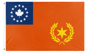 A mockup of the custom flag 'North American Wealth and 6 Pointed Star Handle flag' on a white background